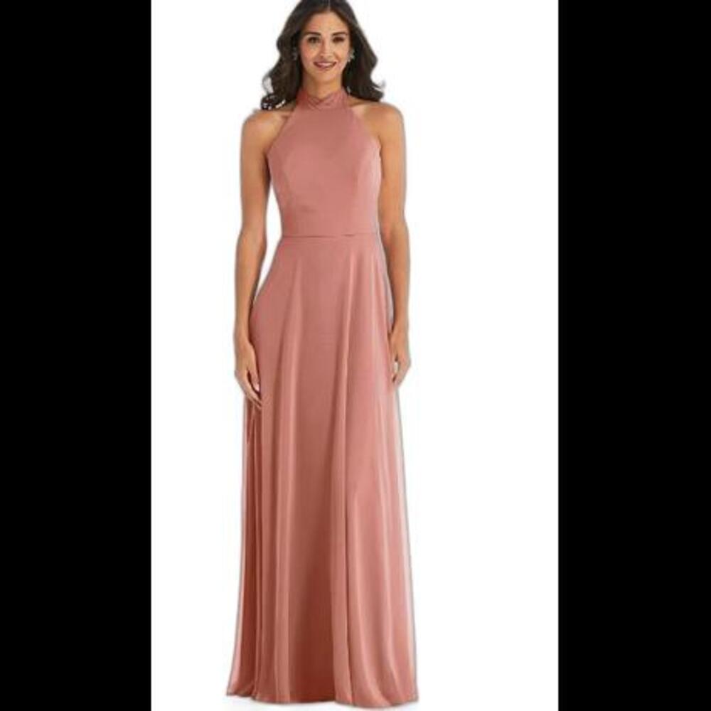(GB14) After Six Women's High Neck Halter Backless Maxi Dress, Sz16